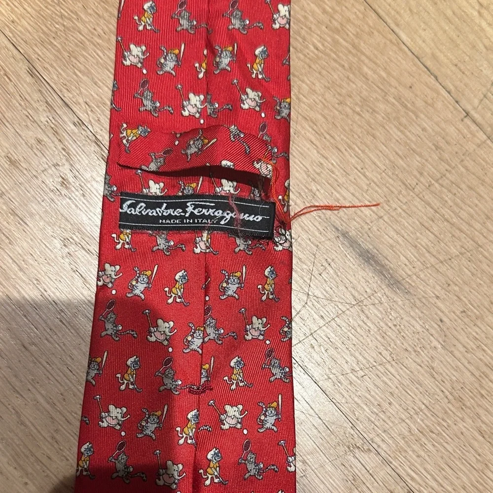 Salvatore Ferragamo Red Tie with Cartoon Motif